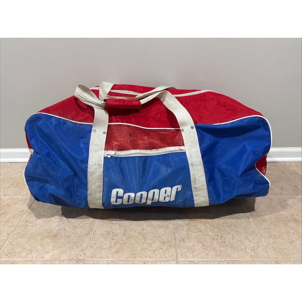 Vintage 1980's Large Cooper Hockey Gear Bag Red White & Blue Shoulder Vented